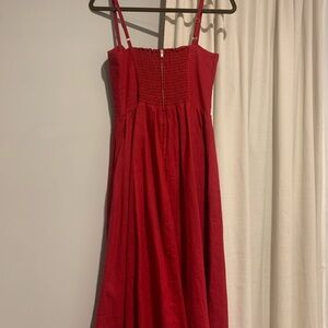 Reformation Red Linen Midi Dress
